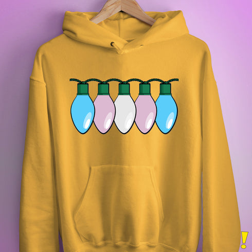 Transgender Pride Flag Christmas Lights Hoodie - Mustard